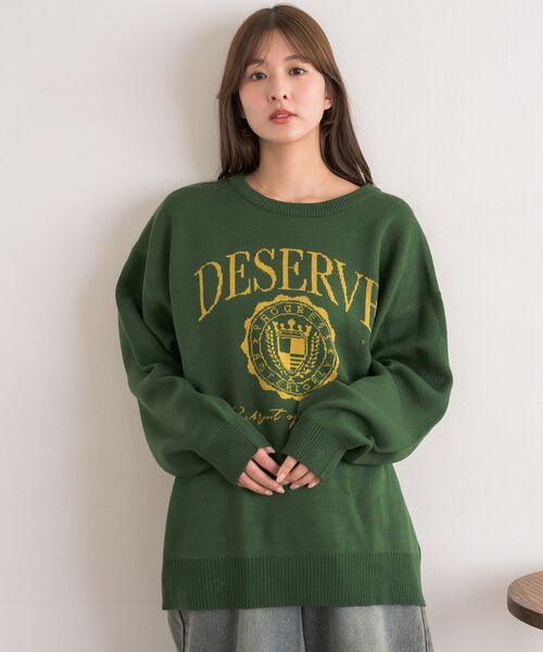 RETRO GIRL(レトロガール)の「【UNISEX】カレッジロゴNT(ニット/セーター・レディース・レッド/グリーン/ナチュラル・FREE)」の15枚目の写真