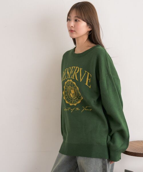 RETRO GIRL(レトロガール)の「【UNISEX】カレッジロゴNT(ニット/セーター・レディース・レッド/グリーン/ナチュラル・FREE)」の17枚目の写真