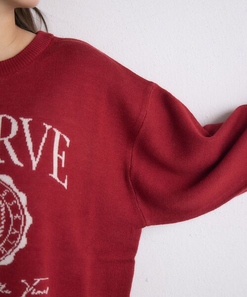 RETRO GIRL(レトロガール)の「【UNISEX】カレッジロゴNT(ニット/セーター・レディース・レッド/グリーン/ナチュラル・FREE)」の6枚目の写真