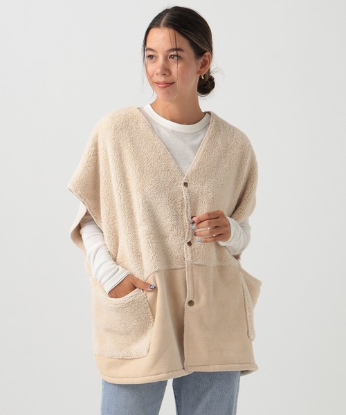 BAYFLOW（ベイフロー）の「[ワンマイルウェアとしても着られる]BF無地ベストブランケット（ブランケット・レディース・アイボリー/グレー/ベージュ・0）」の3枚目の写真