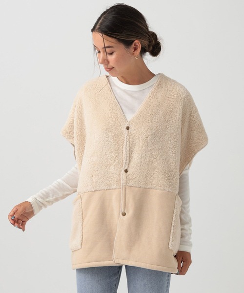 BAYFLOW（ベイフロー）の「[ワンマイルウェアとしても着られる]BF無地ベストブランケット（ブランケット・レディース・アイボリー/グレー/ベージュ・0）」の5枚目の写真