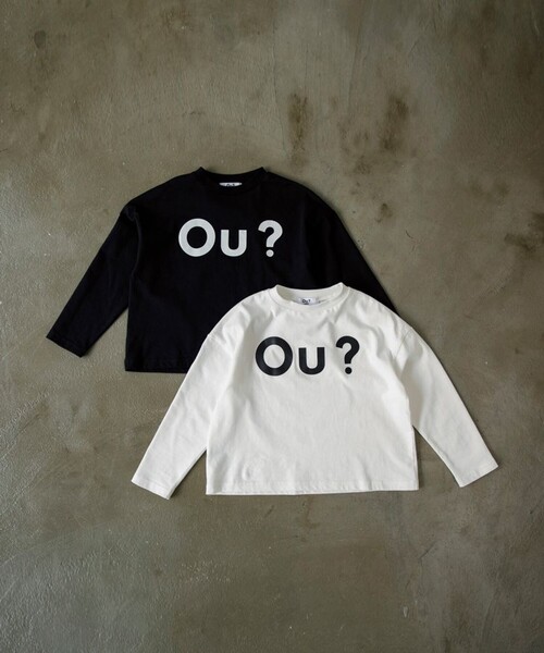 EDWIN(エドウィン)の「【Ou? by EDWIN】Ou?BIGロゴ長袖Tシャツ(Tシャツ/カットソー・キッズ・ブラック/オフホワイト・90/100/110/120/130/140/150)」の7枚目の写真