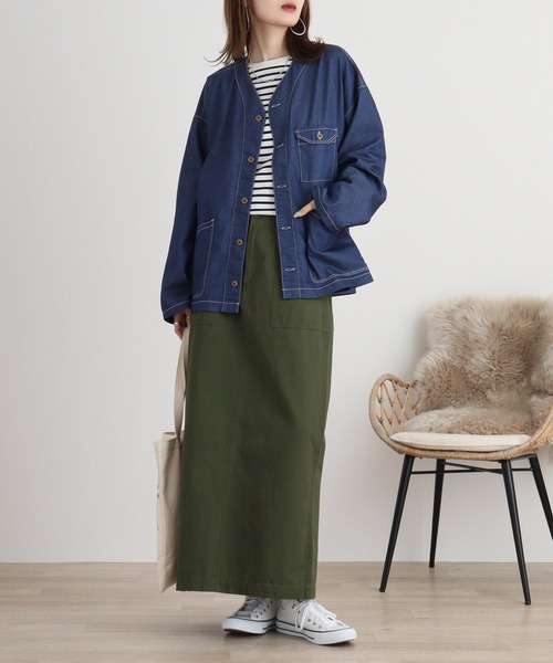 FUNALIVE（ファンアライブ）の「デニムライクシャツカーデ（カーディガン/ボレロ・メンズ・ブラック/インディゴブルー・M/L）」の11枚目の写真