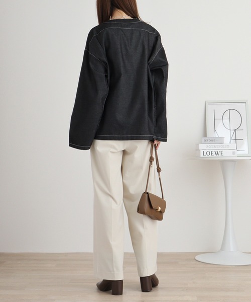 FUNALIVE（ファンアライブ）の「デニムライクシャツカーデ（カーディガン/ボレロ・メンズ・ブラック/インディゴブルー・M/L）」の7枚目の写真