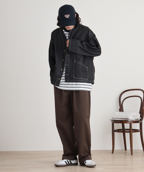 FUNALIVE（ファンアライブ）の「デニムライクシャツカーデ（カーディガン/ボレロ・メンズ・ブラック/インディゴブルー・M/L）」の17枚目の写真