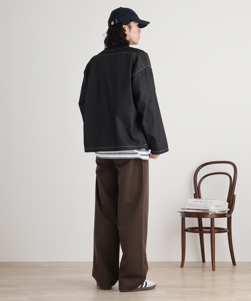 FUNALIVE（ファンアライブ）の「デニムライクシャツカーデ（カーディガン/ボレロ・メンズ・ブラック/インディゴブルー・M/L）」の19枚目の写真