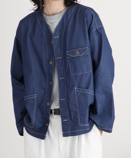 FUNALIVE（ファンアライブ）の「デニムライクシャツカーデ（カーディガン/ボレロ・メンズ・ブラック/インディゴブルー・M/L）」の20枚目の写真