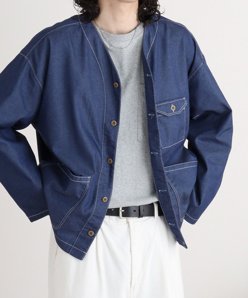 FUNALIVE（ファンアライブ）の「デニムライクシャツカーデ（カーディガン/ボレロ・メンズ・ブラック/インディゴブルー・M/L）」の22枚目の写真