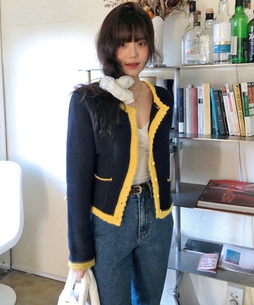 AsRiRe(アスリレイ)の「配色ニットカーディガン(カーディガン/ボレロ・レディース・グレー/ネイビー・M)」の14枚目の写真