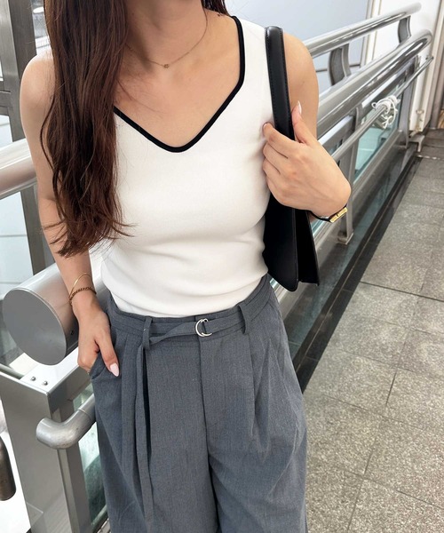 nelliy.(ネルリー)の「配色ニットタンクトップ(タンクトップ・レディース・オフホワイト/ピンク・MEDIUM)」の17枚目の写真