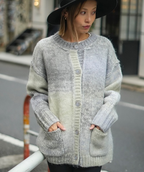 【美品】ボリオリ　BOGLIOLI　ニットカーディガン　Ｍサイズ相当 美品】ボリオリ BOGLIOLI ニットカーディガン Mサイズ相当
