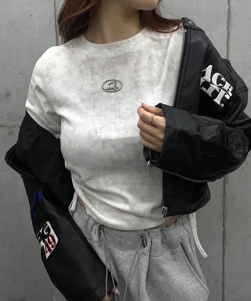 ROGER AND RAW（ロジャーアンドロウ）の「プレート付ショート丈ラメギャザーロングスリーブＴシャツ（Tシャツ/カットソー・レディース・ブラック/ピンク/ホワイト/グレー・MEDIUM/LARGE）」の20枚目の写真