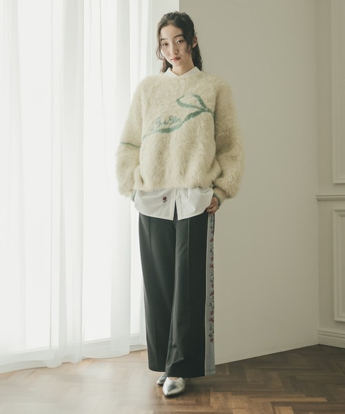 somari imagination（ソマリ イマジネーション）の「花柄刺繍ジャージパンツ（その他パンツ・レディース・ブラック/ブルー・2/1）」の4枚目の写真