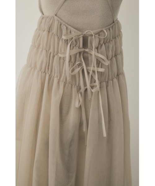 M_（エムアンダーバー）の「リサイクルポリエステルチュール素材 マルチウェイキャミドレス（ワンピース・レディース・ダークブラウン/ライトグレー・FREE）」の14枚目の写真