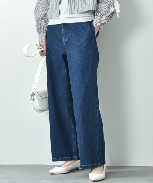 INTERPLANET（インタープラネット）の「ストレッチデニムストレートパンツ（デニムパンツ・レディース・サックスブルー/インディゴブルー・FREE）」の2枚目の写真