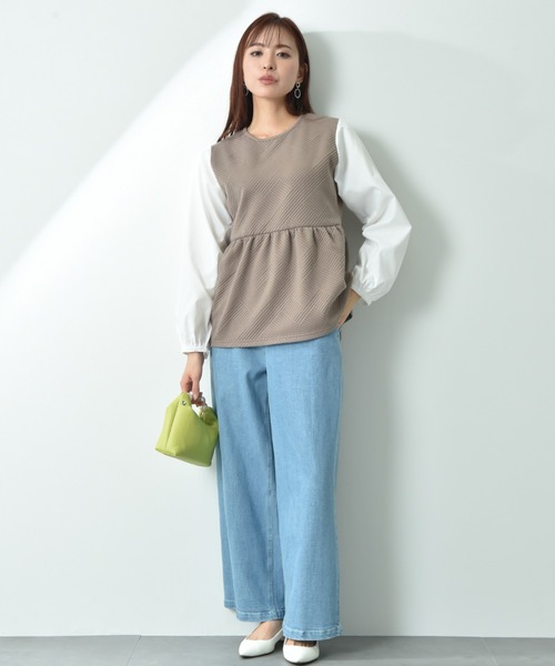 INTERPLANET（インタープラネット）の「ストレッチデニムストレートパンツ（デニムパンツ・レディース・サックスブルー/インディゴブルー・FREE）」の3枚目の写真