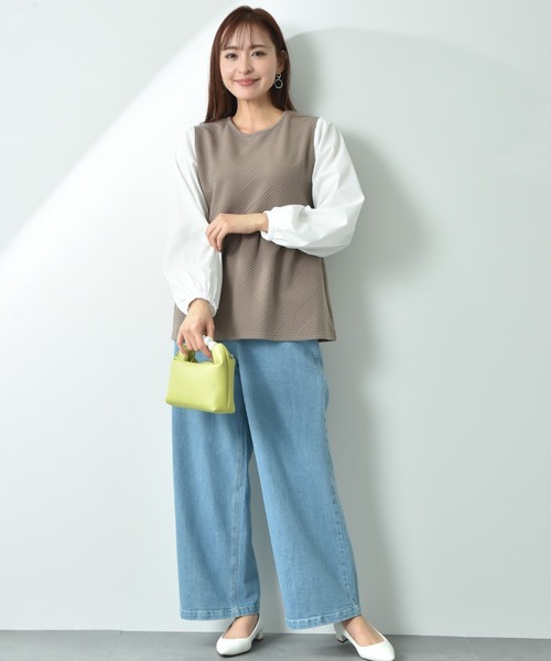 INTERPLANET（インタープラネット）の「ストレッチデニムストレートパンツ（デニムパンツ・レディース・サックスブルー/インディゴブルー・FREE）」の5枚目の写真