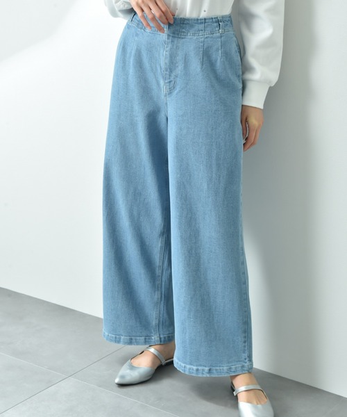 INTERPLANET（インタープラネット）の「ストレッチデニムストレートパンツ（デニムパンツ・レディース・サックスブルー/インディゴブルー・FREE）」の6枚目の写真