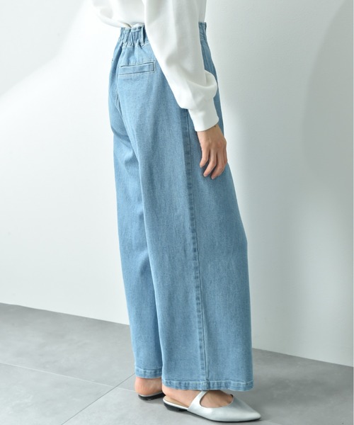 INTERPLANET（インタープラネット）の「ストレッチデニムストレートパンツ（デニムパンツ・レディース・サックスブルー/インディゴブルー・FREE）」の7枚目の写真
