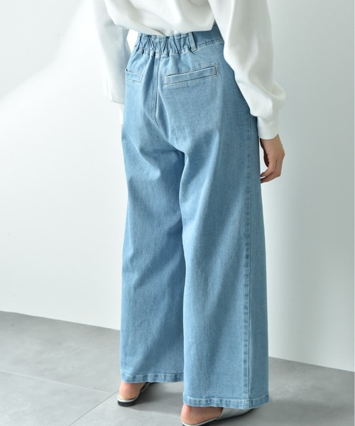 INTERPLANET（インタープラネット）の「ストレッチデニムストレートパンツ（デニムパンツ・レディース・サックスブルー/インディゴブルー・FREE）」の8枚目の写真