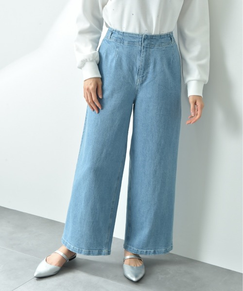 INTERPLANET（インタープラネット）の「ストレッチデニムストレートパンツ（デニムパンツ・レディース・サックスブルー/インディゴブルー・FREE）」の10枚目の写真