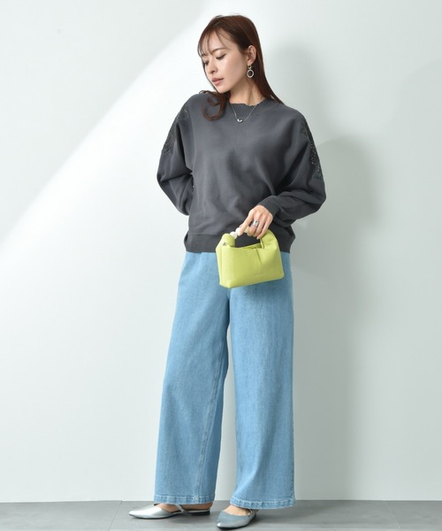 INTERPLANET（インタープラネット）の「ストレッチデニムストレートパンツ（デニムパンツ・レディース・サックスブルー/インディゴブルー・FREE）」の11枚目の写真