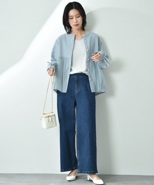 INTERPLANET（インタープラネット）の「ストレッチデニムストレートパンツ（デニムパンツ・レディース・サックスブルー/インディゴブルー・FREE）」の17枚目の写真