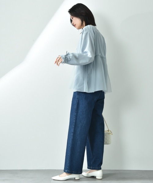 INTERPLANET（インタープラネット）の「ストレッチデニムストレートパンツ（デニムパンツ・レディース・サックスブルー/インディゴブルー・FREE）」の20枚目の写真