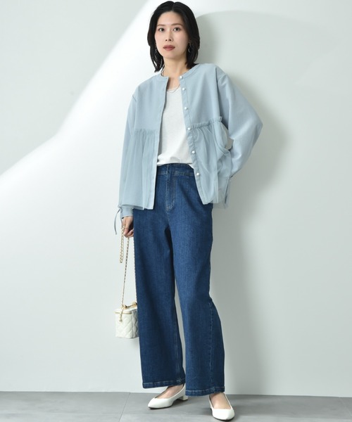 INTERPLANET（インタープラネット）の「ストレッチデニムストレートパンツ（デニムパンツ・レディース・サックスブルー/インディゴブルー・FREE）」の21枚目の写真