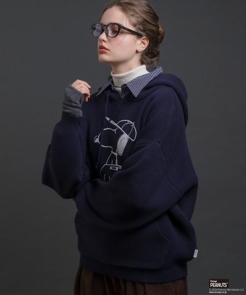 MUHET(ミュエータ)の「【PEANUTS / SNOOPY】ニットパーカー(パーカー・レディース・ネイビー/ブラウン・SMALL/MEDIUM/LARGE)」の20枚目の写真