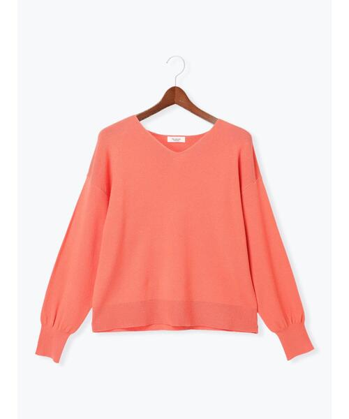 Te chichi TERRASSE（テチチテラス）の「ラメ混Vネックラメライン袖ニット（ニット/セーター・レディース・オレンジ/グレー/オフホワイト/グリーン・F）」の2枚目の写真