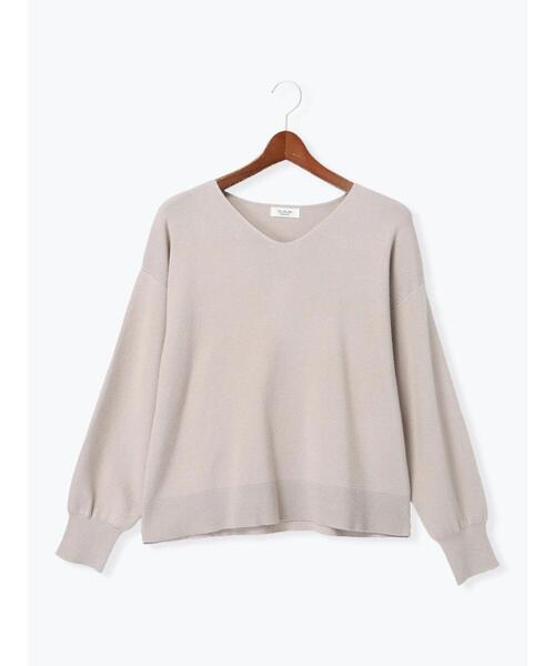 Te chichi TERRASSE（テチチテラス）の「ラメ混Vネックラメライン袖ニット（ニット/セーター・レディース・オレンジ/グレー/オフホワイト/グリーン・F）」の14枚目の写真