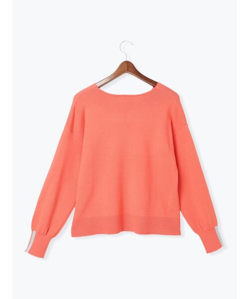 Te chichi TERRASSE（テチチテラス）の「ラメ混Vネックラメライン袖ニット（ニット/セーター・レディース・オレンジ/グレー/オフホワイト/グリーン・F）」の16枚目の写真