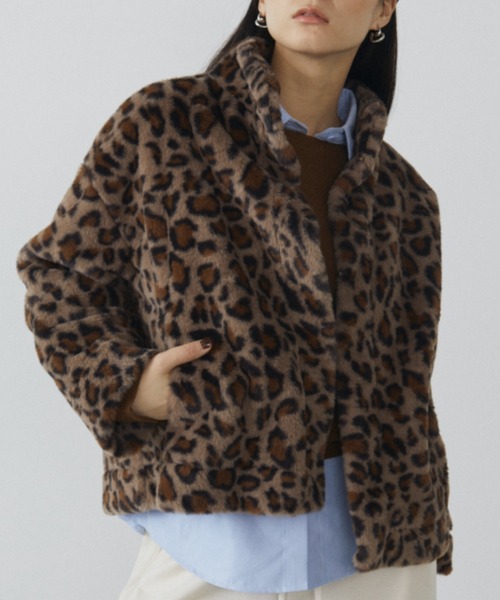 MERLOT（メルロー）の「レオパードファーショートコート（ブルゾン