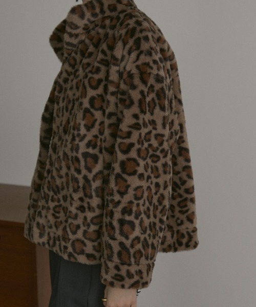 searoomlyn ファージップアップショートコート　レオパード シールームリン エコファーショートコート ブルゾン ダルメシアン