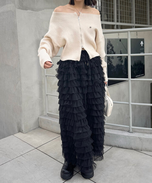 Chico（チコ）の「ボリュームチュールロングスカート（スカート・レディース・ブラック/グレー/アイボリー・FREE）」の11枚目の写真