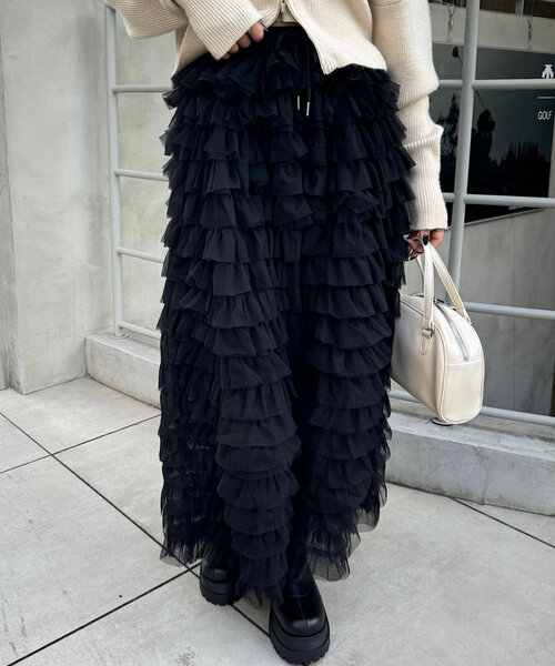 Chico（チコ）の「ボリュームチュールロングスカート（スカート・レディース・ブラック/グレー/アイボリー・FREE）」の14枚目の写真