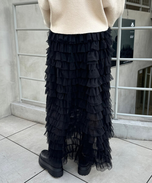 Chico（チコ）の「ボリュームチュールロングスカート（スカート・レディース・ブラック/グレー/アイボリー・FREE）」の16枚目の写真