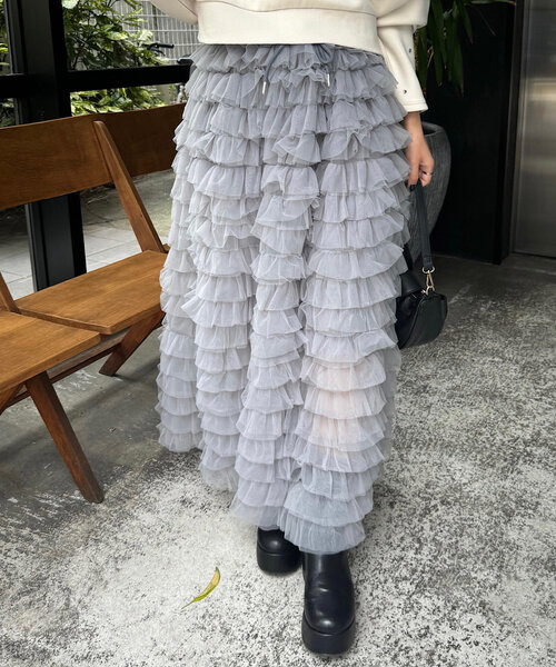 Chico（チコ）の「ボリュームチュールロングスカート（スカート・レディース・ブラック/グレー/アイボリー・FREE）」の19枚目の写真
