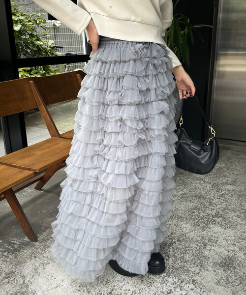 Chico（チコ）の「ボリュームチュールロングスカート（スカート・レディース・ブラック/グレー/アイボリー・FREE）」の20枚目の写真