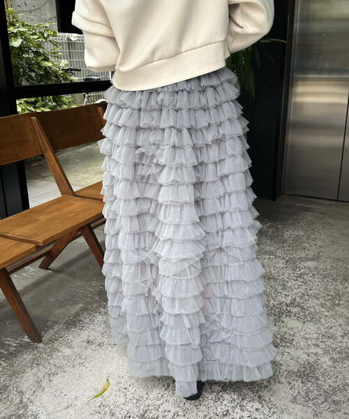 Chico（チコ）の「ボリュームチュールロングスカート（スカート・レディース・ブラック/グレー/アイボリー・FREE）」の21枚目の写真