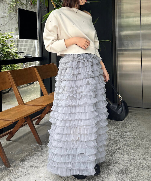 Chico（チコ）の「ボリュームチュールロングスカート（スカート・レディース・ブラック/グレー/アイボリー・FREE）」の22枚目の写真