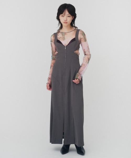 THINGS THAT MATTER(シングス ザット マター)の「CURVES PATTERN SWITTING DRESS / カーブパターンスイッチングドレス(ジャンパースカート・レディース・ブラック/グレー・1/2)」の20枚目の写真