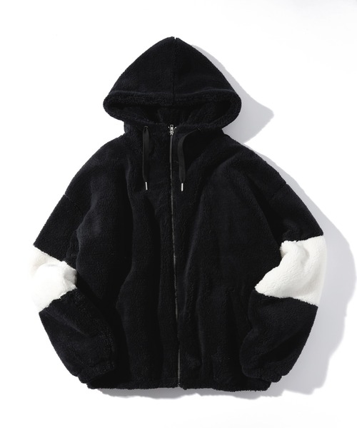 INASTUDIOS ZOO（イーナストゥディオスズー）の「「INASTUDIOS SELECT」メンズライク ビッグシルエット シャギー フリース ジップパーカー（パーカー・レディース・ブラック/オフホワイト/ベージュ・LARGE/MEDIUM/X-LARGE）」の3枚目の写真
