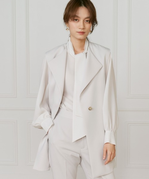 INED（イネド）の「【マルチWAYセットアップ】ダブルストレッチ ロングジレ（テーラードジャケット・レディース・ネイビー/サンドグレー・9号/7号）」の2枚目の写真
