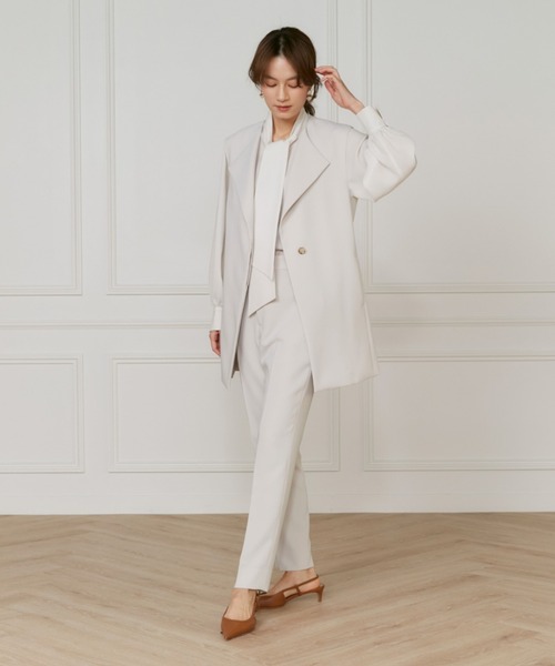 INED（イネド）の「【マルチWAYセットアップ】ダブルストレッチ ロングジレ（テーラードジャケット・レディース・ネイビー/サンドグレー・9号/7号）」の3枚目の写真