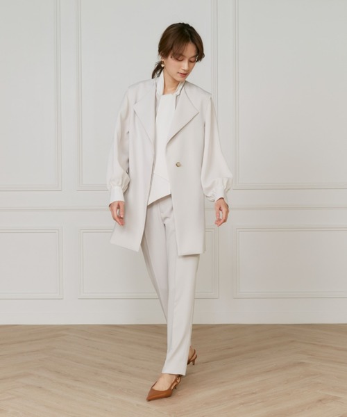 INED（イネド）の「【マルチWAYセットアップ】ダブルストレッチ ロングジレ（テーラードジャケット・レディース・ネイビー/サンドグレー・9号/7号）」の4枚目の写真