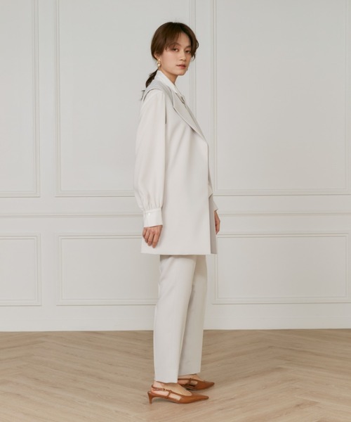 INED（イネド）の「【マルチWAYセットアップ】ダブルストレッチ ロングジレ（テーラードジャケット・レディース・ネイビー/サンドグレー・9号/7号）」の5枚目の写真