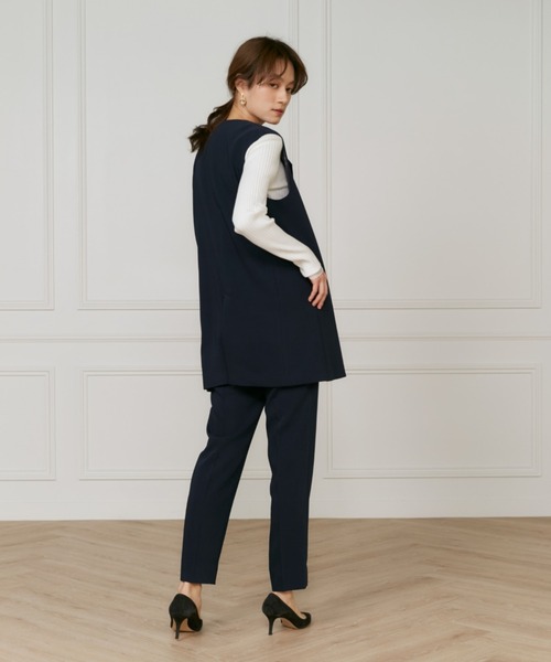 INED（イネド）の「【マルチWAYセットアップ】ダブルストレッチ ロングジレ（テーラードジャケット・レディース・ネイビー/サンドグレー・9号/7号）」の9枚目の写真