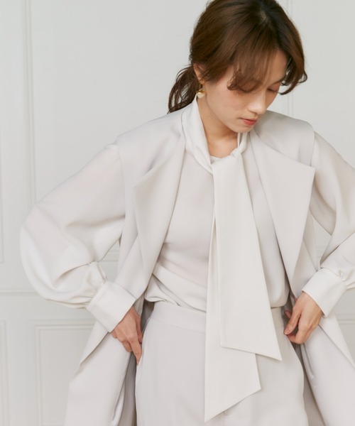 INED（イネド）の「【マルチWAYセットアップ】ダブルストレッチ ロングジレ（テーラードジャケット・レディース・ネイビー/サンドグレー・9号/7号）」の12枚目の写真